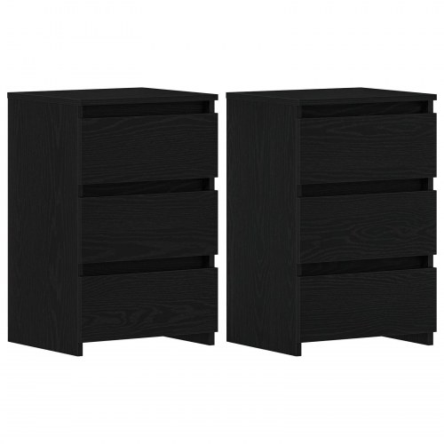 Sengeborde 2 stk Sort Eg 40x35x62,5 cm Konstrueret Træ