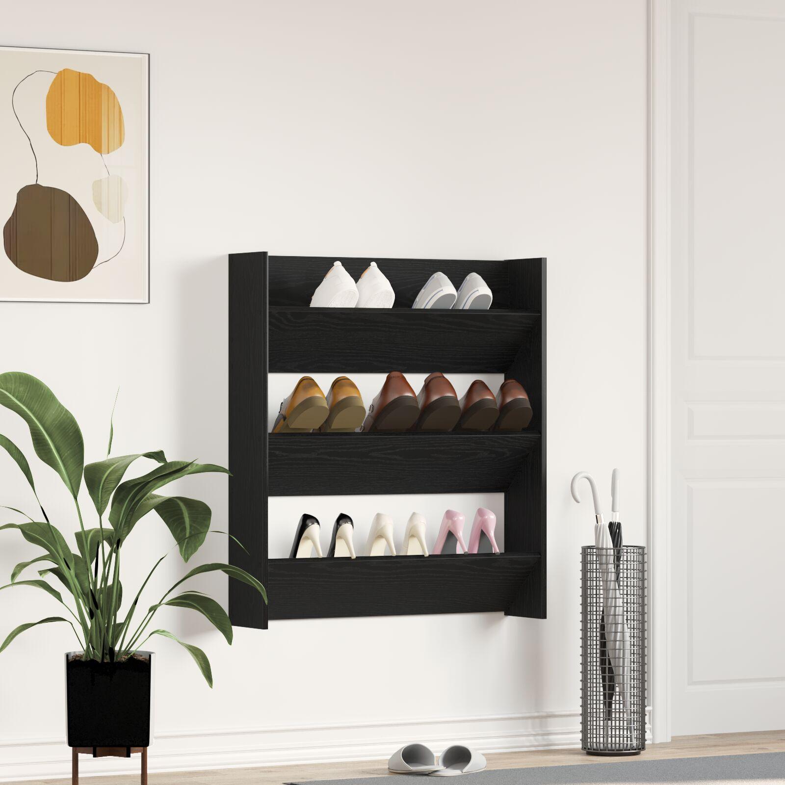 Vægsko kabinet 2 stk Sort eg 80 x 18 x 90 cm Konstrueret træ