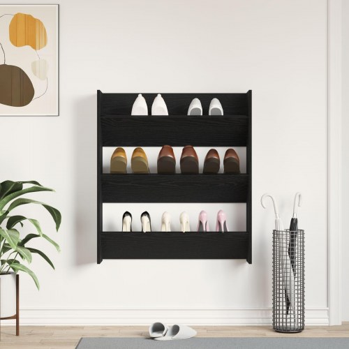Sko Vægskab Sort Eg 80x18x90 cm Træt
