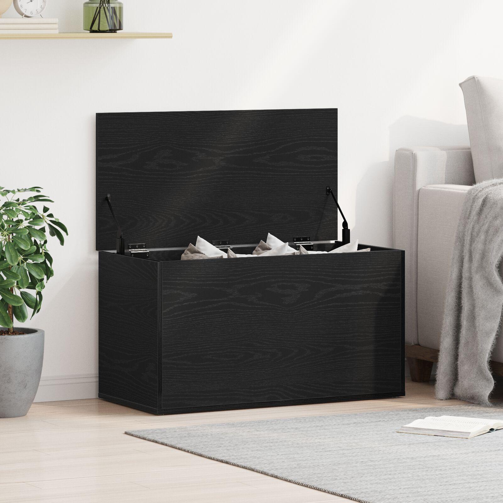 Opbevaringskasse Sort eg 84 x 42 x 46 cm Konstrueret træ