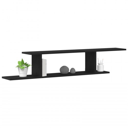 TV-hylde Sort Eg 125x18x23 cm Bygget i Træ