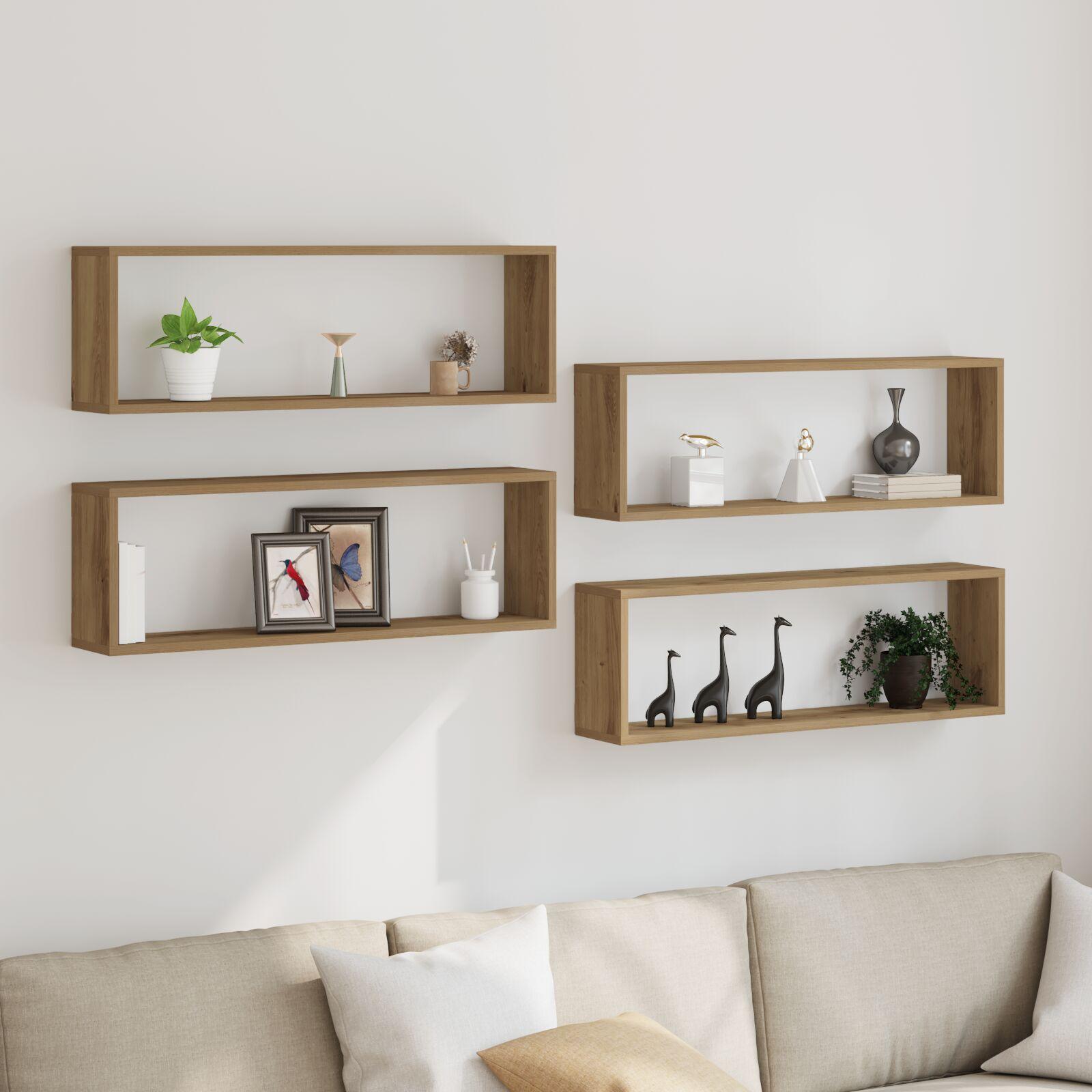 Væg Hylde 4 stk Artisan egetræ 80 x 15 x 26 cm Konstrueret træ
