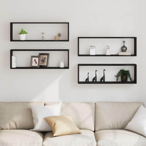 Væghylder 4 stk Sort Eg 80x15x26 cm Træ