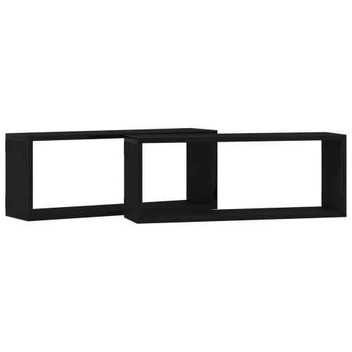 Væghylder 2 Pak Sort Eg 60x15x23 cm Lavet af Ingeniørtræ