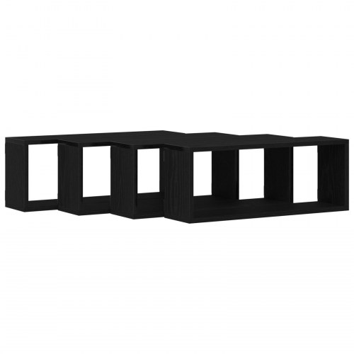 Væghylder Sæt af 4 - Sort Eg - 60x15x23 cm - Lavet af Ingeniørtræ