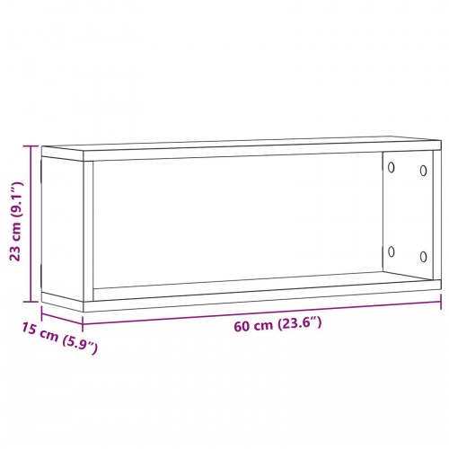 Væghylder Sæt af 4 - Sort Eg - 60x15x23 cm - Lavet af Ingeniørtræ