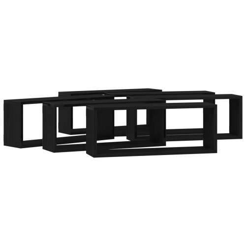Væghylder 6 stk Sort Eg 60x15x23 cm Konstrueret Træ