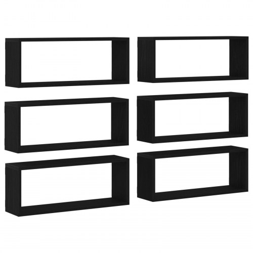 Væghylder 6 stk Sort Eg 60x15x23 cm Konstrueret Træ
