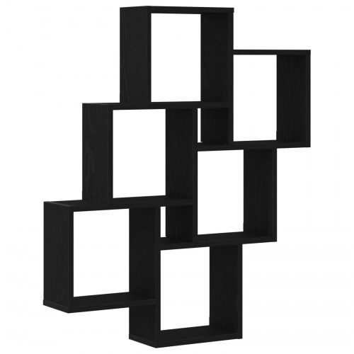 Vægskab Sort Egetræ 78x15x92 cm Ingeniørtræ