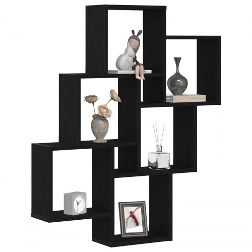 Vægskab Sort Egetræ 78x15x92 cm Ingeniørtræ