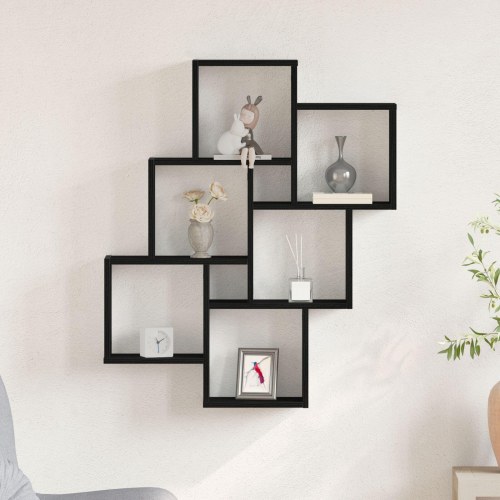 Vægskab Sort Egetræ 78x15x92 cm Ingeniørtræ