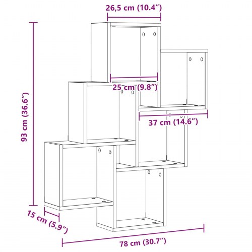 Vægskab Sort Egetræ 78x15x92 cm Ingeniørtræ