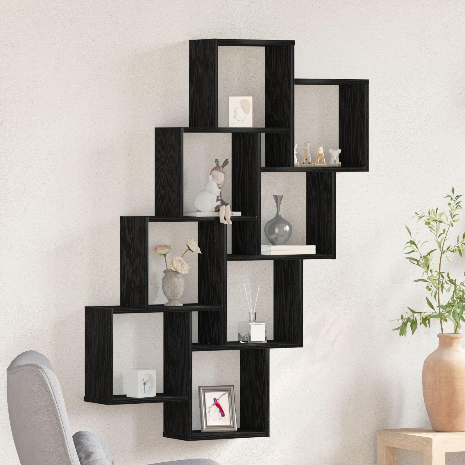 Væghylde med hylde Sort eg 90 x 15 x 119.5 cm Konstrueret træ