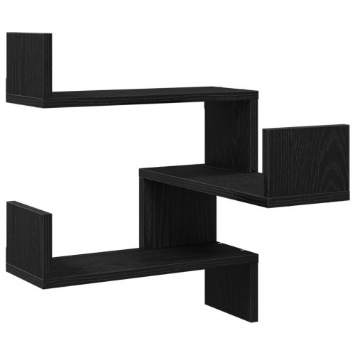Væghylder 2 stk Sort Eg 40x40x49,5 cm Bygget af Træ