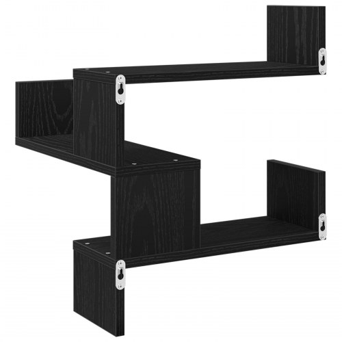 Væghylder 2 stk Sort Eg 40x40x49,5 cm Bygget af Træ