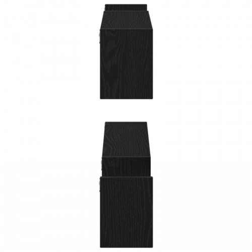 Væghylde 2 stk Sort Eg 100x15x70 cm Konstrueret Træ