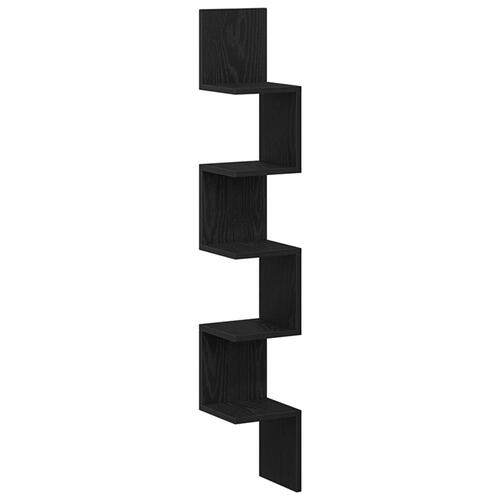 Hjørnehylde Sort Eg 20x20x127,5 cm Konstrueret træ