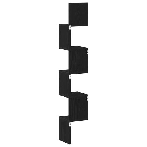Hjørnehylde Sort Eg 20x20x127,5 cm Konstrueret træ
