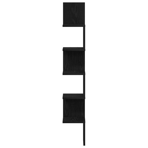 Hjørnehylde Sort Eg 20x20x127,5 cm Konstrueret træ