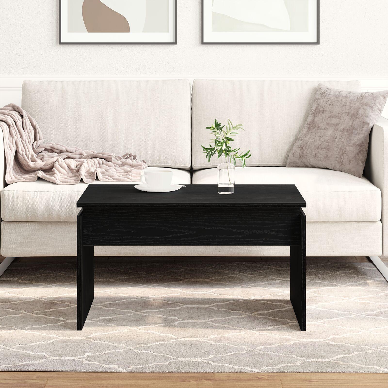 Sofabord i sort eg - 68 × 50 × 38 cm, konstrueret træ