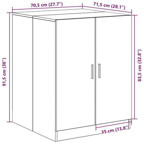 Vaskemaskineskab Sort Eg 70,5x71,5x91,5 cm Lavet i Træ