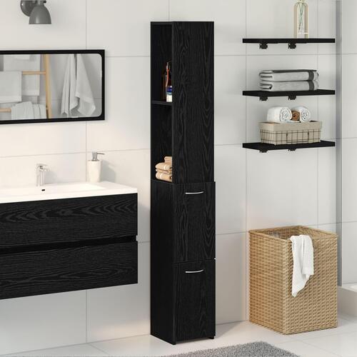 Badeværelsesskabe i Sort Eg 25x25x170 cm i Konstrueret Træ