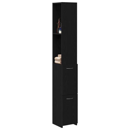 Badeværelsesskabe i Sort Eg 25x25x170 cm i Konstrueret Træ