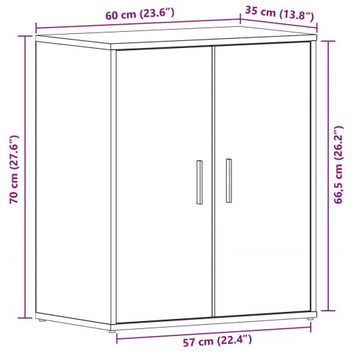 Skoskab Sort Eg 60x35x70 cm - Bygget i træ