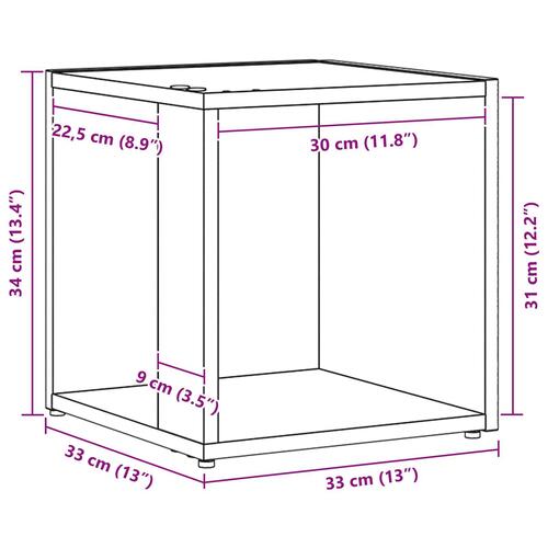 Sidebord Sort Eg 33x33x34,5 cm Konstrueret Træ