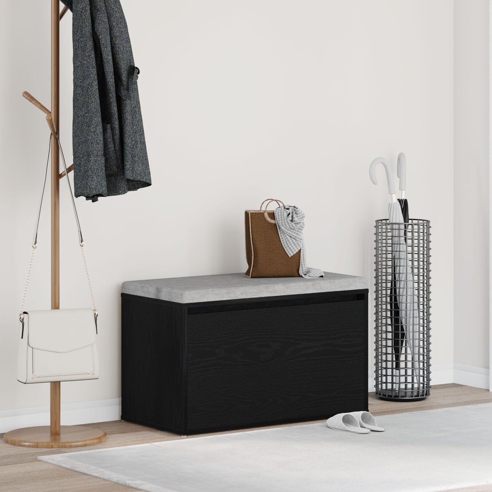 Hallbænk med skuffe - sort eg, 80 × 40 × 45 cm, konstrueret træ