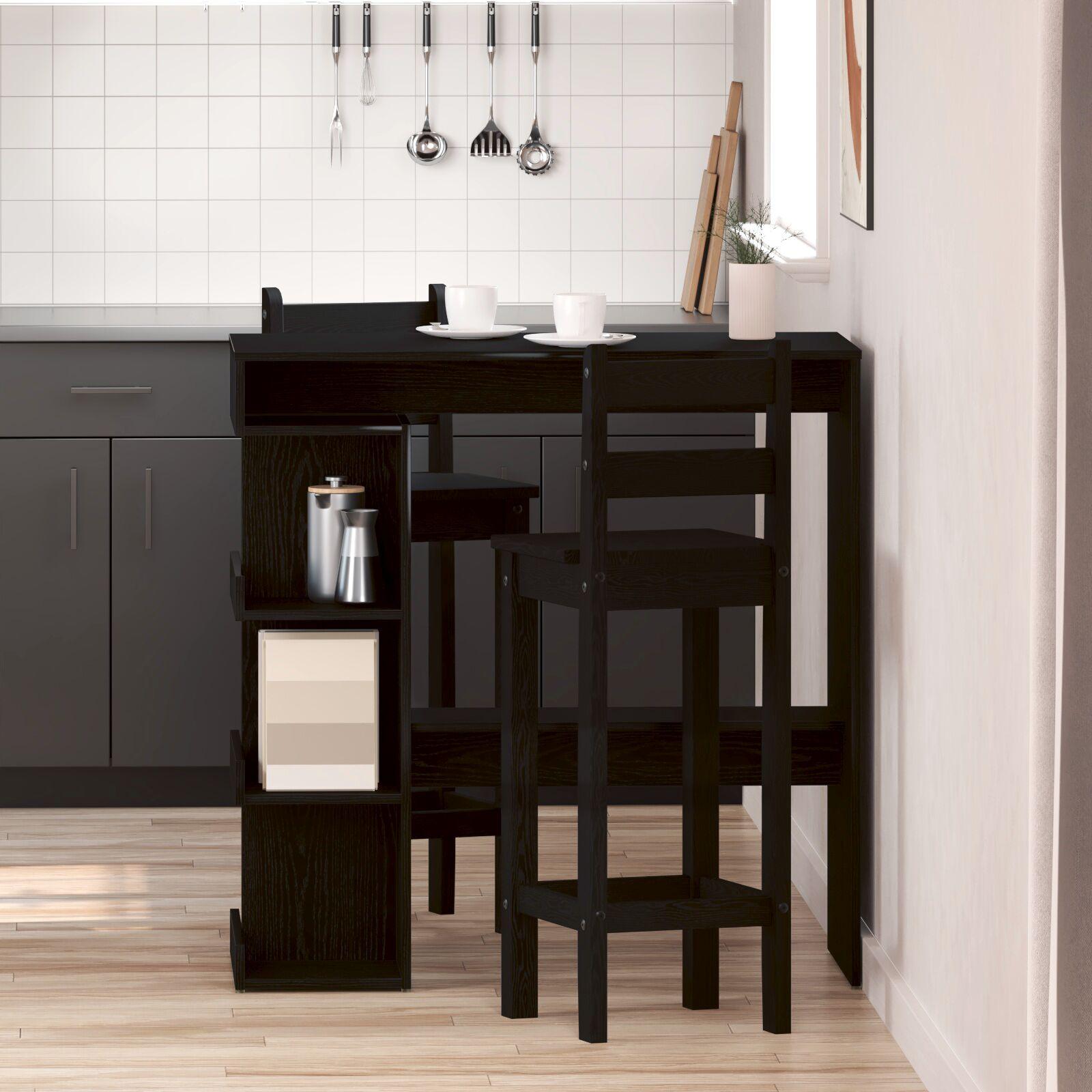 Barbord med hylde Sort eg 100 x 48 x 101,5 cm Konstrueret træ