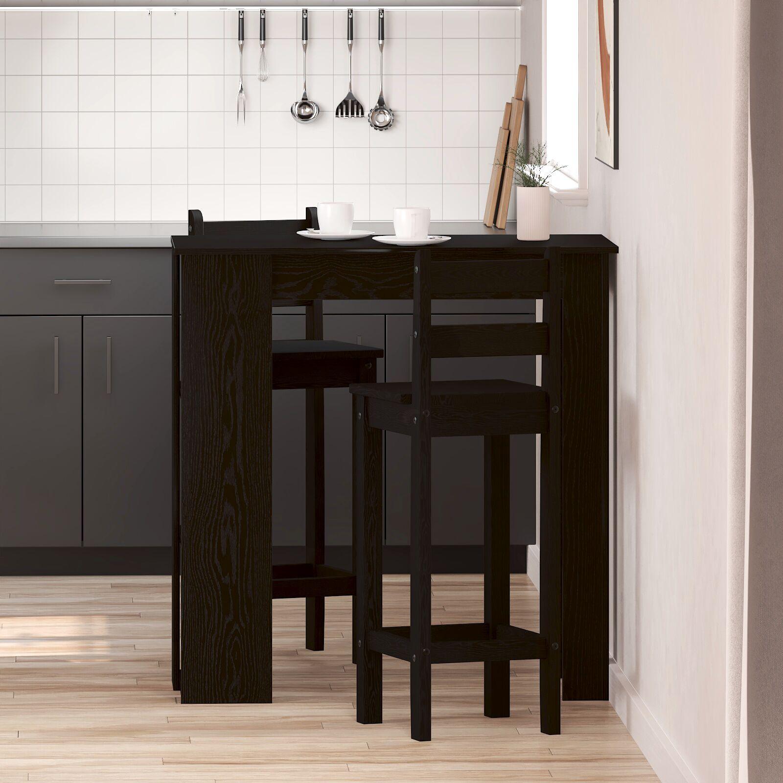 Barbord med hylde Sort eg 102 x 50 x 103,5 cm Konstrueret træ