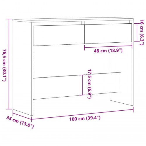 Sort Eg Konsolbord - 100x35x76.5 cm - Konstrueret Træ