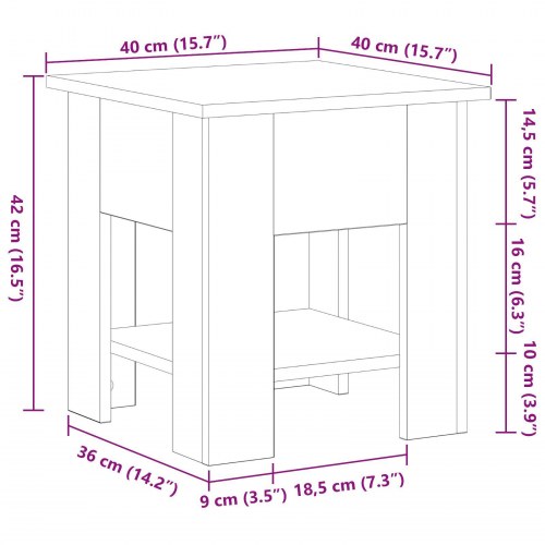Sofabord Sort Eg 40x40x42 cm Konstrueret Træ