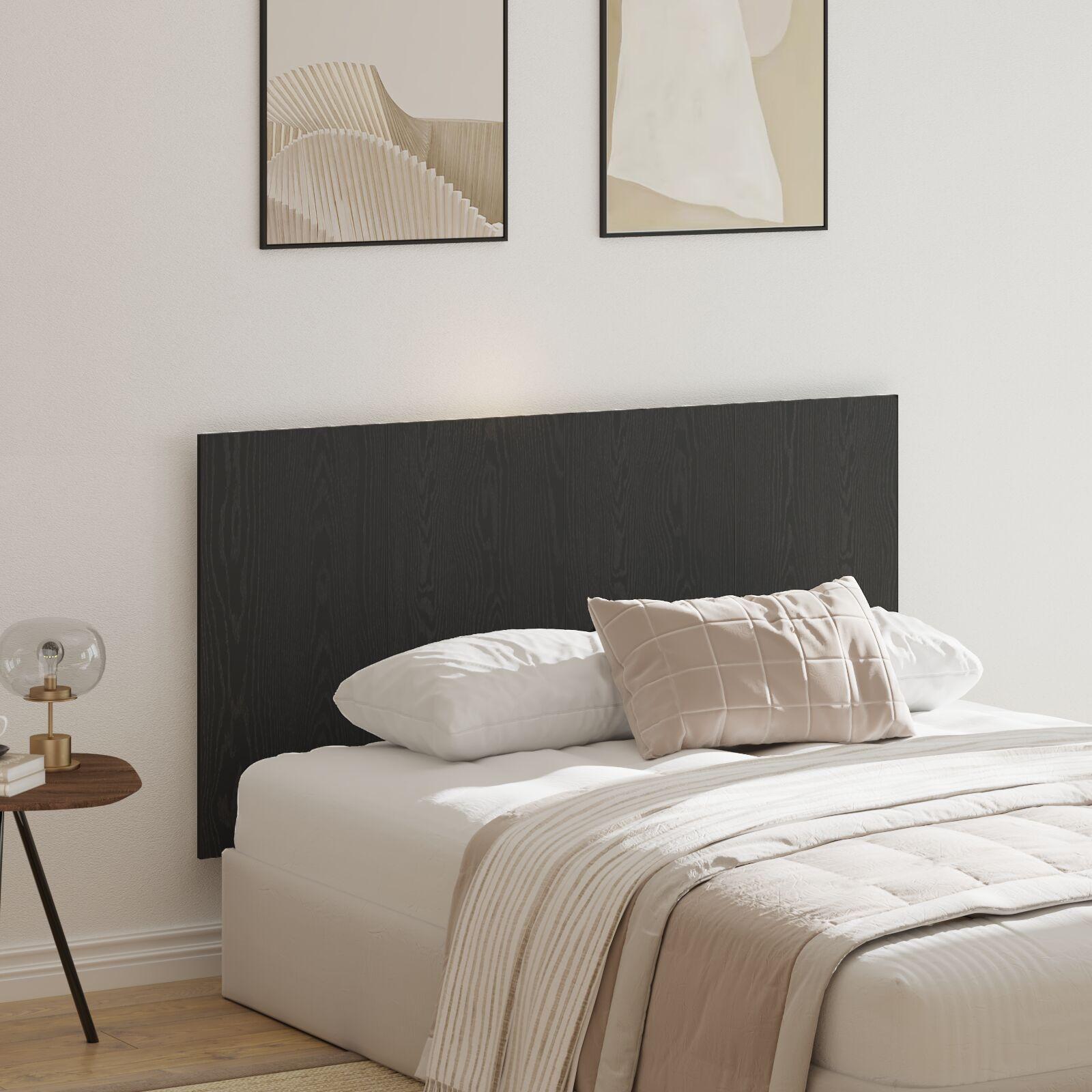 Sengegavl i sort eg 160 Ã 1,5 Ã 80 cm - konstrueret trÃ¦, vÃ¦gmonteret