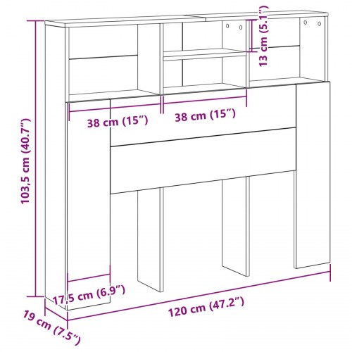 Hovedgærde Skab Sort Eg 120x19x103,5 cm Konstrueret Træ