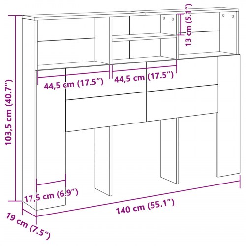 Hovedgavestativ - Sort Eg, 140x19x103,5 cm, Fremstillet af Konstrueret Træ