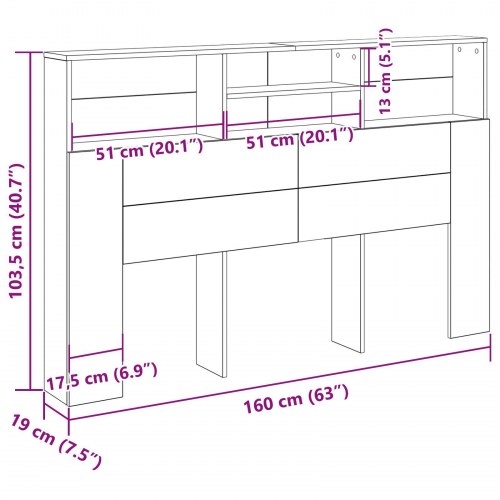 Hovedgavl Skab i Sort Eg - 160x19x103,5 cm Lavet af Spånplade