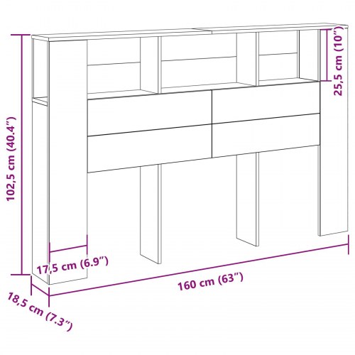 Sort Eg Hovedgavl Skab - 160x19x104.5 cm Lavet af Konstrueret Træ