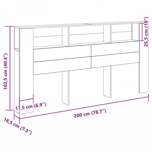 Sengegavl Skab Sort Eg 200x18,5x104,5 cm