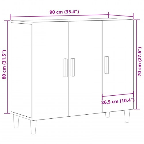 Skab i Sort Eg 90x34x80 cm i Konstruktionstræ