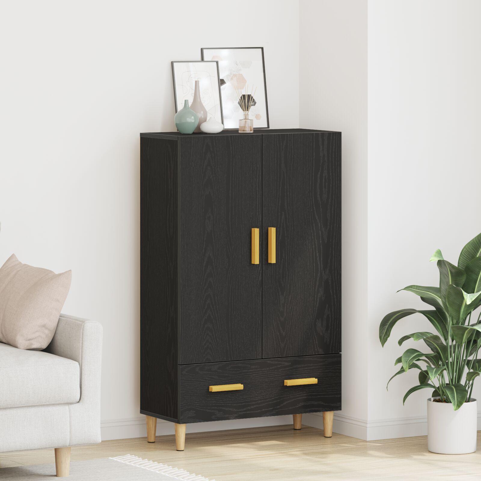 Højskab i Sort Eg, 70x31x115 cm, lavet af konstrueret træ