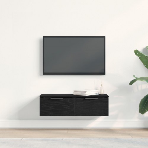 Sort Eg Vægskab 68x30x20 cm Fremstillet af Ingeniørtræ