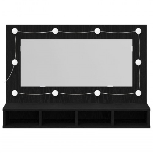 LED Spejlskab i Sort Eg - 90x31,5x62 cm