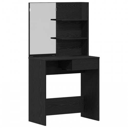 Sort Eg Makeupbord med Spejl - 74,5 x 40 x 141 cm