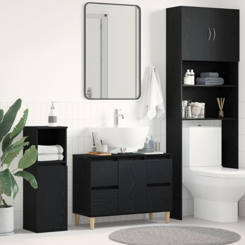 Vaskeskab Sort Eg 80x33x60 cm Konstrueret Træ
