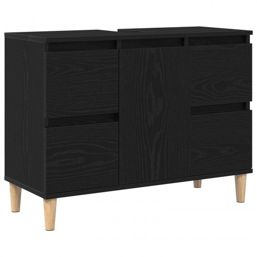 Vaskeskab Sort Eg 80x33x60 cm Konstrueret Træ