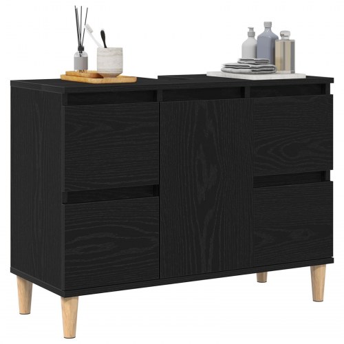 Vaskeskab Sort Eg 80x33x60 cm Konstrueret Træ