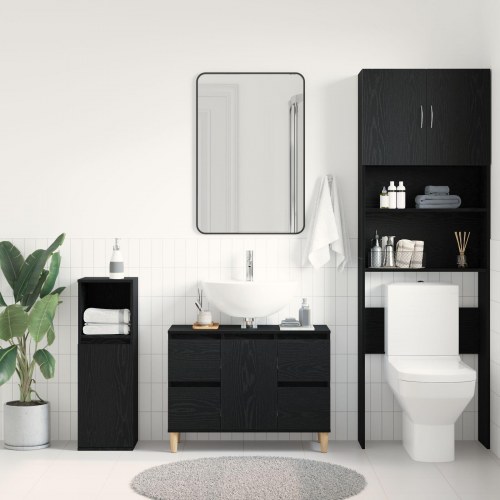 Vaskeskab Sort Eg 80x33x60 cm Konstrueret Træ