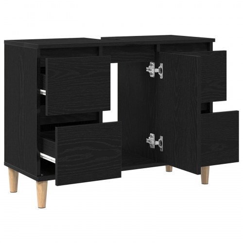 Vaskeskab Sort Eg 80x33x60 cm Konstrueret Træ